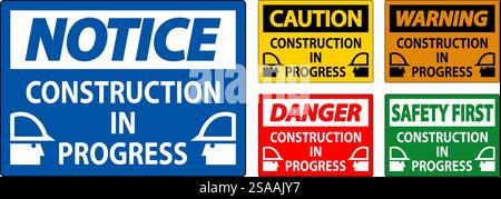 Caution Sign Construction In Progress Stock Vector