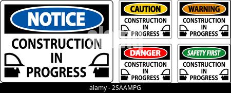 Caution Sign Construction In Progress Stock Vector