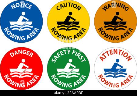 Water Safety Sign Warning - Rowing Area Stock Vector