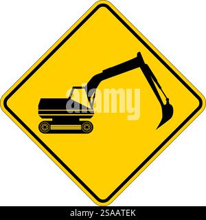 Warning excavator sign Stock Vector