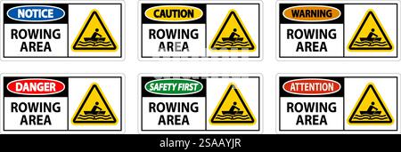 Water Safety Sign Warning - Rowing Area Stock Vector