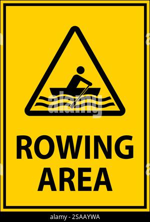Water Safety Sign Warning - Rowing Area Stock Vector