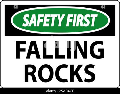 Safety First Sign, Falling Rocks Stock Vector