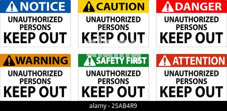 Caution Sign Unauthorized Persons Keep Out Stock Vector