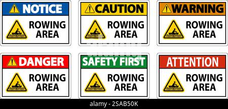 Water Safety Sign Warning - Rowing Area Stock Vector