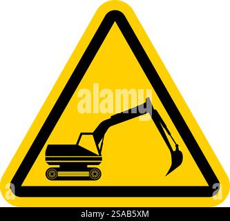Warning excavator sign Stock Vector