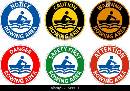 Water Safety Sign Warning - Rowing Area Stock Vector