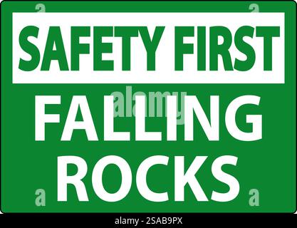 Safety First Sign, Falling Rocks Stock Vector