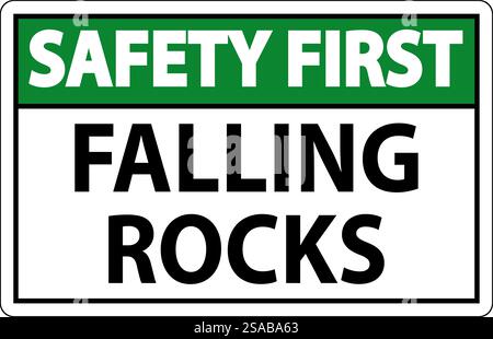 Safety First Sign, Falling Rocks Stock Vector