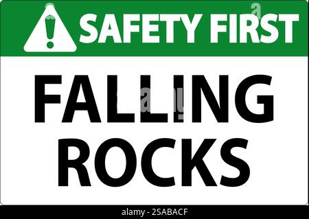 Safety First Sign, Falling Rocks Stock Vector