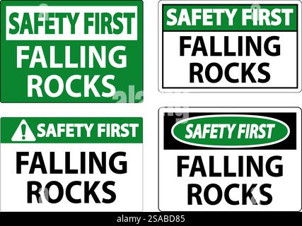 Safety First Sign, Falling Rocks Stock Vector