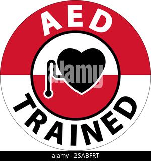 Emergency AED Trained Sign, Heart with AED Stock Vector
