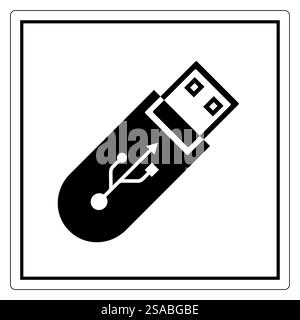 Simple USB flash drive icon representing digital storage and data transfer. Ideal for technology-related themes and graphic design projects. Stock Vector