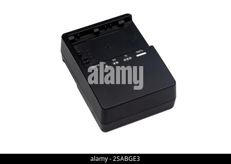 Camera Battery Charger on White Background Stock Photo