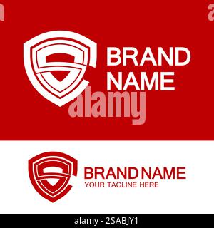 CS Logo or SC Logo. Creative letter CS or SC monogram logo shield  shape. Stock Vector