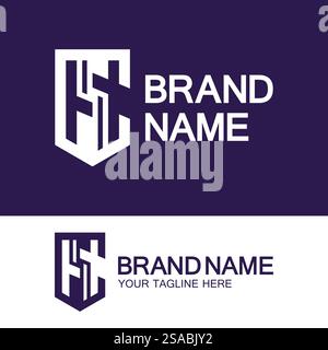 CS Logo or SC Logo. Creative letter CS or SC monogram logo shield  shape. Stock Vector