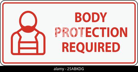 A clear safety sign indicating the mandatory use of body protection gear in a designated area. Stock Vector