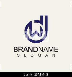 Vector illustration of abstract letters DW d w with fire flames and ...