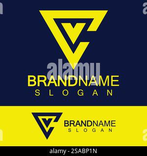 Creative letter CV or VC monogram logo inverted triangle shape. Stock Vector