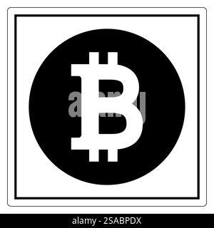 A sleek and modern Bitcoin symbol icon displayed on a black circle background, representing cryptocurrency and digital finance, suitable for various design projects. Stock Vector