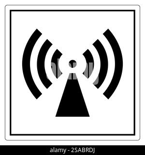 Signal tower icon, wireless technology network sign, antenna wave radio ...