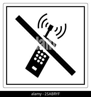 A clear sign indicating the prohibition of mobile phone signal. Ideal for showcasing restrictions on communication devices in specific areas or locations. Stock Vector
