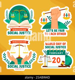Social Justice Day Label Flat Cartoon Hand Drawn Templates Background ...