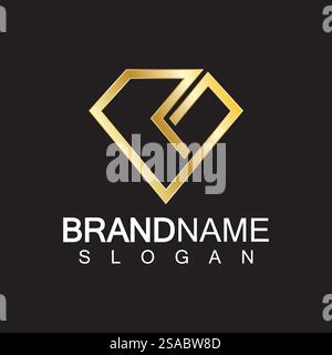 A diamond shaped letter R logo design isolated black background. Stock Vector