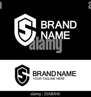 CS Logo or SC Logo. Creative letter CS or SC monogram logo shield  shape. Stock Vector