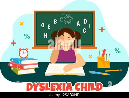 Dyslexia Children Vector Illustration of Kids Dyslexia Disorder and ...