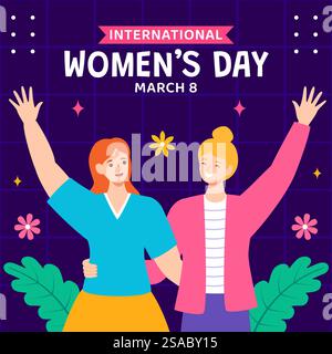Women&rsquo;s Day Social Media Illustration Flat Cartoon Hand Drawn Templates Background Stock Vector
