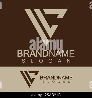Creative letter CV or VC monogram logo inverted triangle shape. Stock Vector