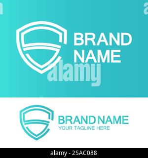 CS Logo or SC Logo. Creative letter CS or SC monogram logo shield  shape. Stock Vector