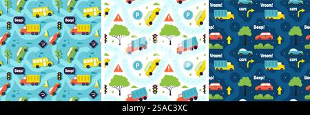 Toys Seamless Pattern Design with Boys and Girls Children Toy Equipment in Cartoon Flat Illustration Stock Vector