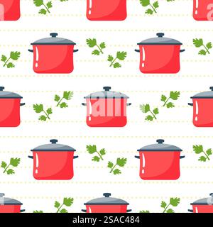 Cooking Equipment Seamless Pattern Design Illustration in Flat Cartoon Template Hand Drawn Stock Vector