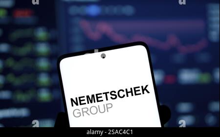 Nemetschek logo is displyed on smartphone. Nemetschek Group is a vendor ...