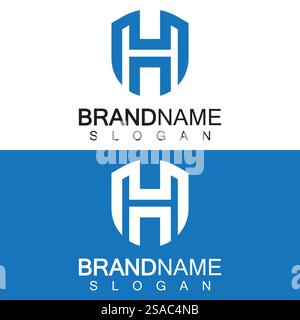 Abstract Letter H Shield Logo Design. Shield Line shape letter H monogram for company Security logo, Cyber, Protection, Guardian Logotype. Stock Vector