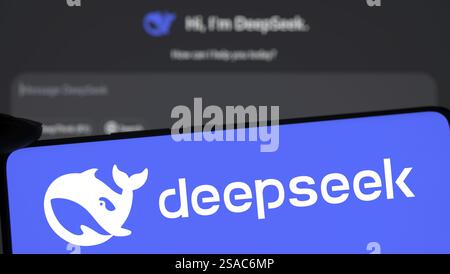 Deepseek logo is displayed on smartphone Stock Photo