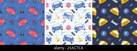 Toys Seamless Pattern Design with Boys and Girls Children Toy Equipment in Cartoon Flat Illustration Stock Vector
