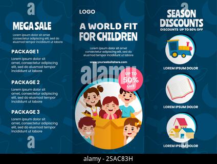 Children Day Brochure Flat Cartoon Hand Drawn Templates Background Illustration Stock Vector
