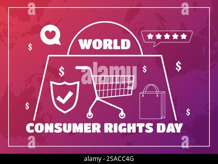 World Consumer Rights Day Vector Illustration on 15 March with Shopping Bags to be Respected and Protected in Flat Cartoon Background Stock Vector