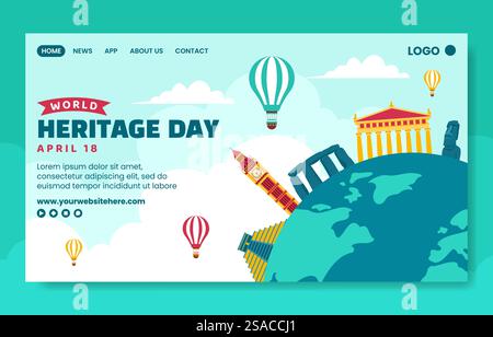 Heritage Day Social Media Landing Page Cartoon Hand Drawn Templates Background Illustration Stock Vector
