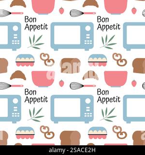 Cooking Equipment Seamless Pattern Design Illustration in Flat Cartoon Template Hand Drawn Stock Vector