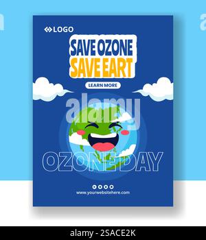 Ozone Day Vertical Poster Flat Cartoon Hand Drawn Templates Background Illustration Stock Vector