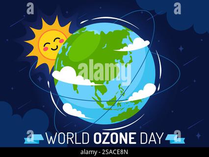 World Ozone Day Vector Illustration on September 16 To Raise Public Awareness About Of The Earth Layer And Protecting Environment in Flat Background Stock Vector
