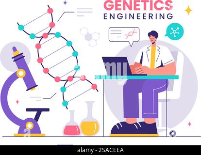 Genetic Engineering and DNA Modifications Illustration with Genetics ...