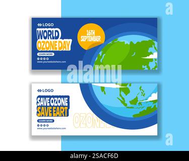 Ozone Day Horizontal Banner Flat Cartoon Hand Drawn Templates Background Illustration Stock Vector