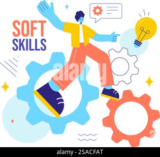 Vector Illustration of Office Workers Demonstrating Soft Skills such as ...