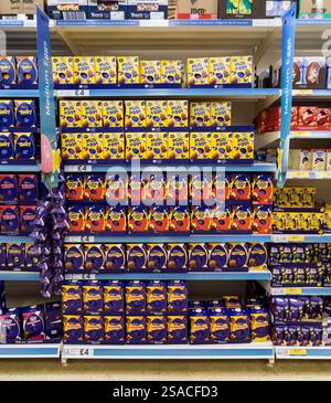 Cadbury Chocolate Easter eggs on supermarket shelves Stock Photo