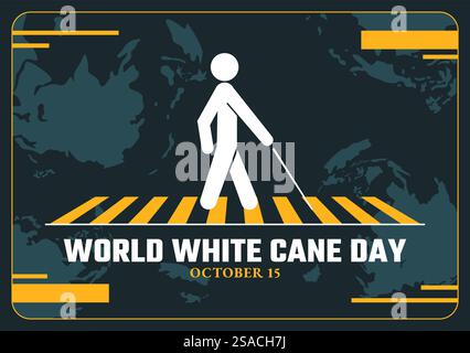 International White Cane Day Vector Illustration on 15 October, featuring a White Safety Cane for People with Visual Impairments or Blindness Stock Vector